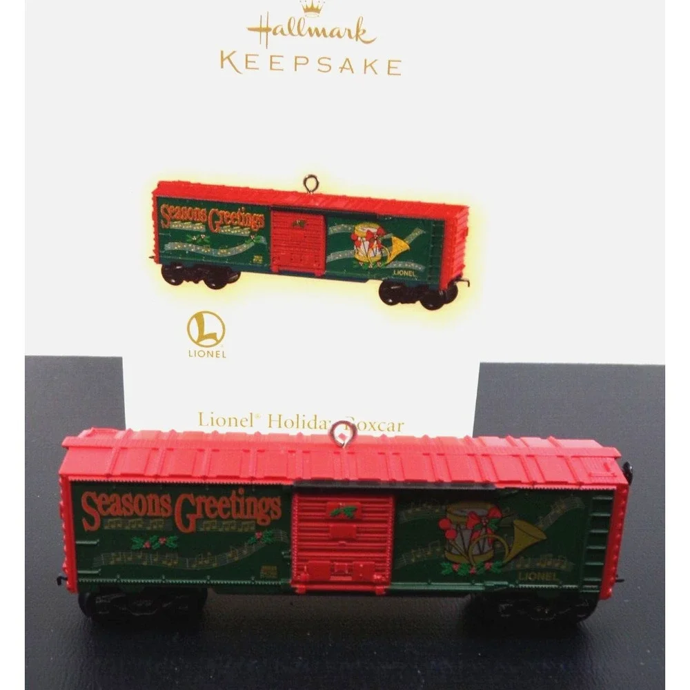 Hallmark Ornament 2009 Lionel Holiday Red Mikado Locomotive Tender & Boxcar (3)